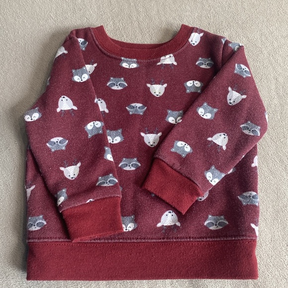 Boys Garanimals Animals Print Burgundy Fleece Sweatshirt Size 6 - 9 Months ! - Picture 7 of 8